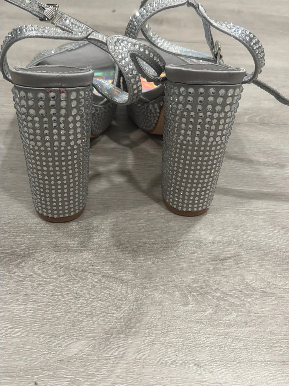 Lady Couture Silver Rhinestone Platform Sandal with Ankle Strap